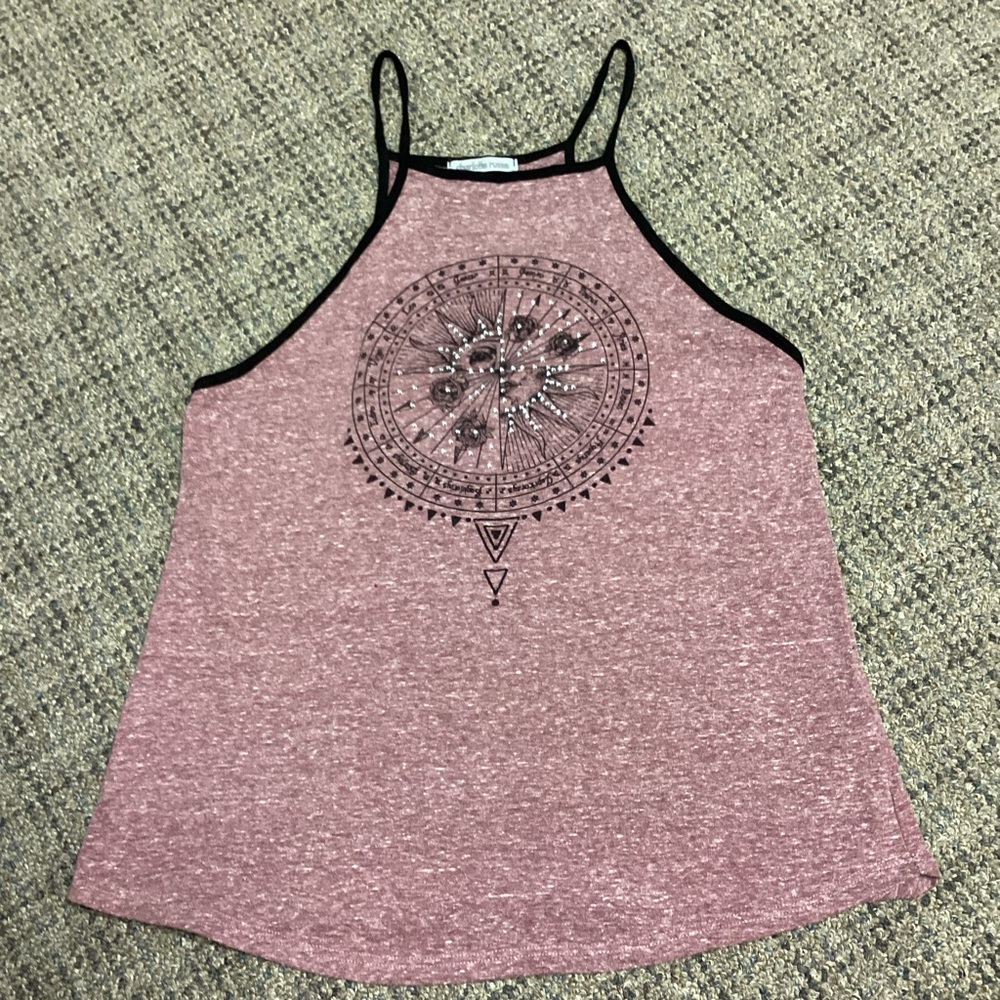 Charlotte Russe Pink Mauve Graphic Astrology Tank Top * Size Small